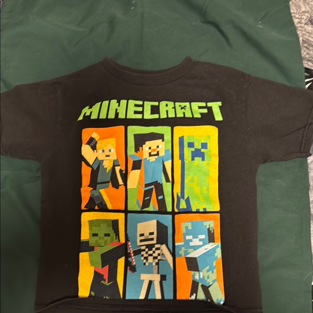 Black Minecraft Short Sleeve Tee with Vibrant Graphics